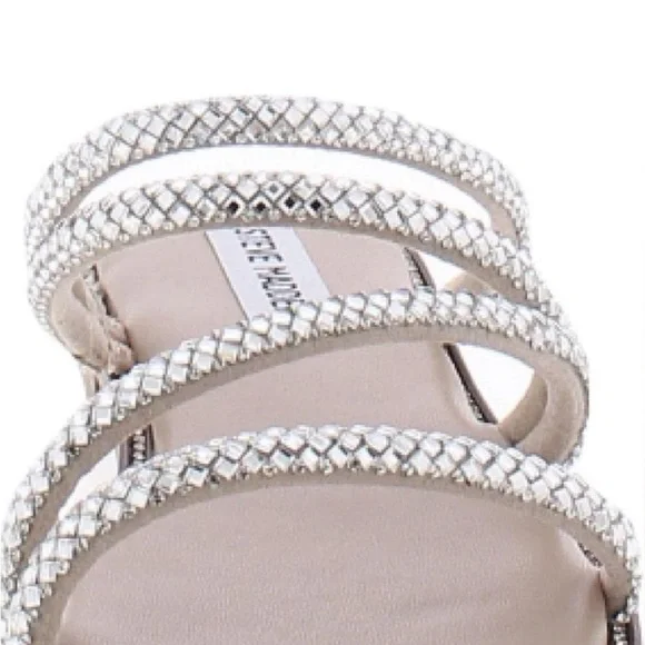 New Steve Madden Silver Rhinestone Sandals - Picture 4 of 5
